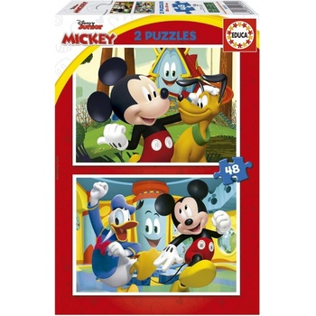 Educa Пъзел 2 в 1 Educa, Mickey Mouse, Забавна къща, 2 x 48 части