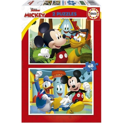 Educa Пъзел 2 в 1 Educa, Mickey Mouse, Забавна къща, 2 x 48 части