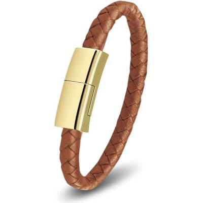 Nabíjecí náramkový kabel Bracelet leather s Apple lightning konektorem, hnědý Velikost: L