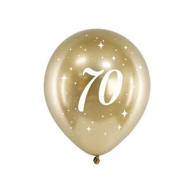 Balón 30cm zlatý s číslom 70 6v1