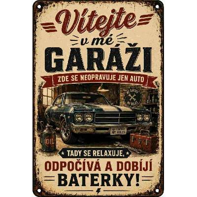 CAB Design - Metal Signs & Decor Plechová ceduľa Vítejte v mé garáži