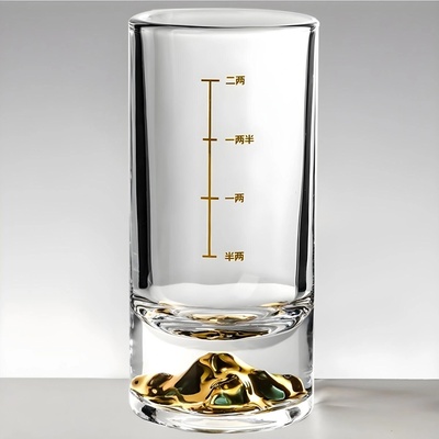 HARAHU Кристална чаша с мерителна линия - Златен / 100ml KP35405 (35405)