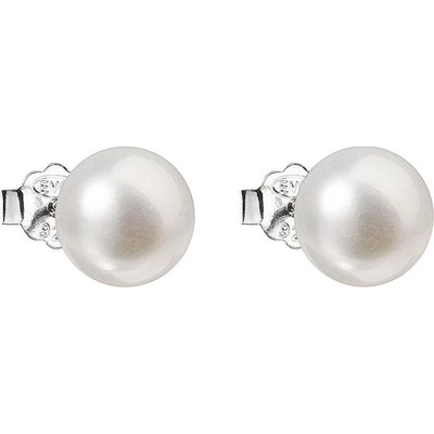 Evolution Group strieborné náušnice perličky s bielou riečnou perlou 21043.1