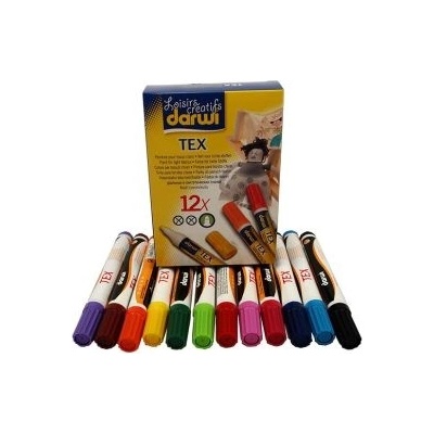 Darwi Tex fixy na světlý textil 6ml/3mm sada 12ks