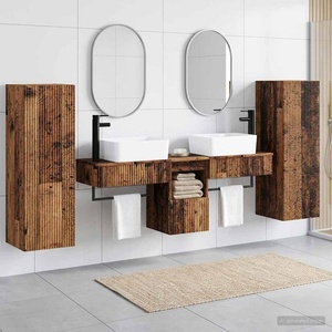 vidaXL Комплект мебели за баня 5 бр. Старо дърво 33 x 34, 5 x 100 см (3405981)