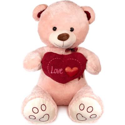 Amek Toys ПЛЮШЕНО ГОЛЯМО МЕЧЕ СЪС СЪРЦЕ 100 СМ БЕЖ/ЕКРЮ