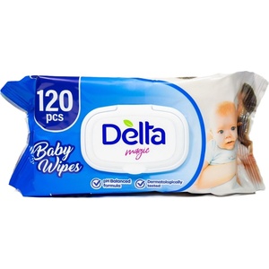 Delta Бебешки мокри кърпички Delta Magic - 120 броя, син пакет (3800502666103) - ozone