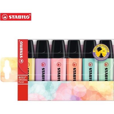 Zvýrazňovač STABILO BOSS ORIGINAL Pastelový, súprava 6 ks v puzdre (116, 129, 113, 155, 126, 144)