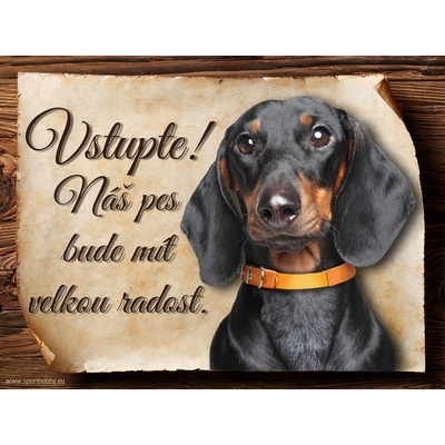 Sport hobby Cedulka Jezevčík černý hladkosrstý Vstupte CP924 20 x 15 cm