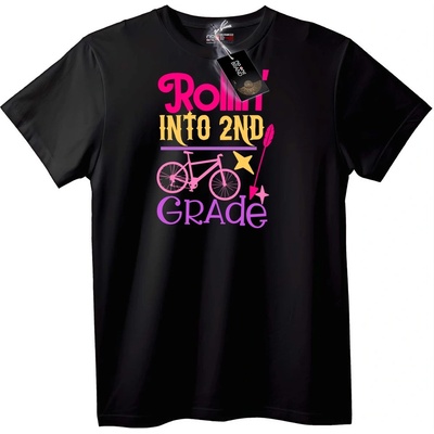 NOONEBRAND Тениска Влизам във Втори Клас - 4XL, Black