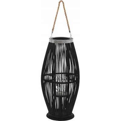 zahrada-XL Závěsná lucerna na svíčku bambus 60 cm černá