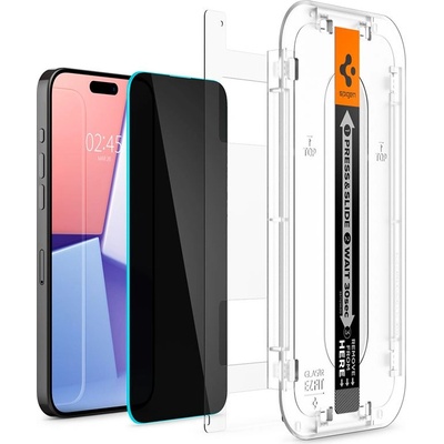 Spigen Glas. Tr Ez Fit Privacy Tempered Glass - стъклено защитно покритие с определен ъгъл на виждане за дисплея за iPhone 15, iPhone 16