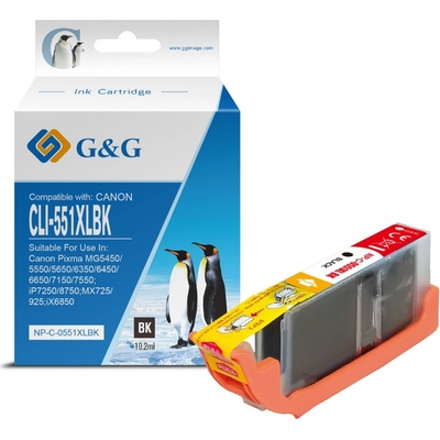 Compatible ГЛАВА ЗА CANON PIXMA IP 7250/PIXMA MG 5450/6350 - Black - ink tank - WITH CHIP / С ЧИП - HIGH CAPACITY - /551/ - CLI-551XLBK (CLI551XLBK) - 6443B001AA - PN NP-C-0551XLBK/C - G&G (NP-C-0551XLBK)