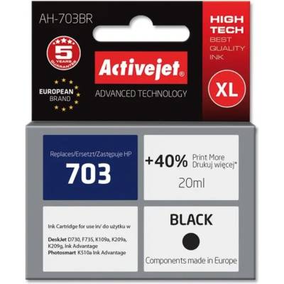 Activejet Мастило Activejet AH-703BR (заместител за HP 703 CD887AE, Premium, 20 ml, черно) (AH-703BR)