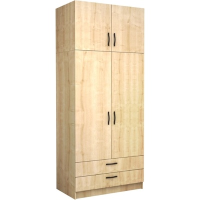 TopMebel Шкаф с две врати от меламин Victoria с шкафче в цвят дъб 100x60x240см