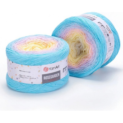 Pletací příze YarnArt ROSEGARDEN 311 modro-žluto-růžová, melírovaná (duhová), efektní, 250g/1000m