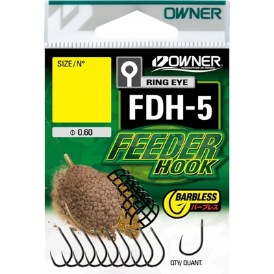 Owner Háček s očkem FEEDER HOOK barbless FDH-5 vel.10 9 ks
