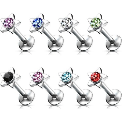 Šperky4U piercing do brady labreta hvězda LB01026-K