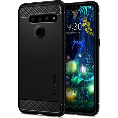 Spigen Rugged Armor Case - тънък силиконов (TPU) калъф за LG V50 ThinQ (черен)