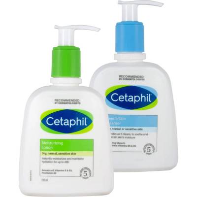 Cetaphil Комплект - Почистваща емулсия и Лосион за лице и тяло, 2 х 236 ml