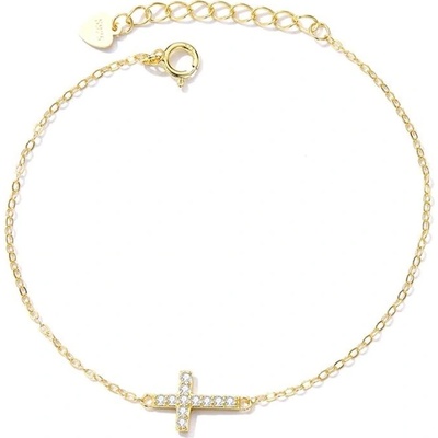 Grace Silver Jewellery stříbrný se zirkony Francoise kříž NR-BSB088 zlatá
