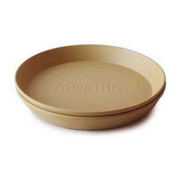 Mushie Plytký okruhlý tanierik 2ks Mustard 19 cm