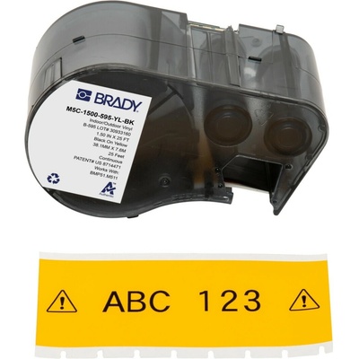 Brady M5C-1500-595-YL-BK / 170946, 38.10 mm x 7.62 m, Vinyl, čierna tlač / žltý podklad