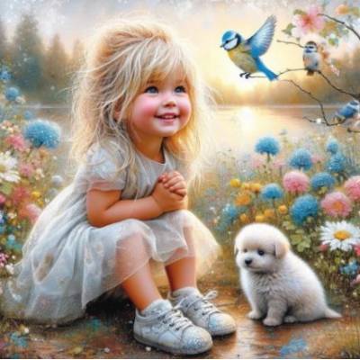 Norimpex - Puzzle Paint by numbers: Happy girl 40x50cm - 1 - 39 piese