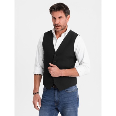 Ombre Clothing Елегантна мъжка жилетка SLIM FIT Ombre Clothing | Cheren | МЪЖЕ | S