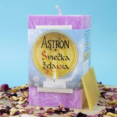 Astron Sviečka želania pudrová ružová hranol 11 cm