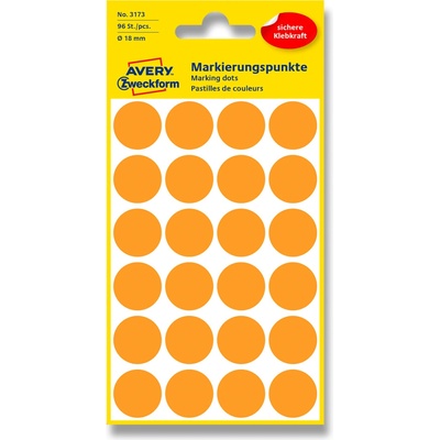 Avery Zweckform 3173 Ø 18 mm, 96 ks, neonově oranžová