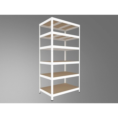 Biedrax Regál na šanony 35 x 120 x 210 cm, bílý, 6 polic MDF, nosnost 200 kg na polici