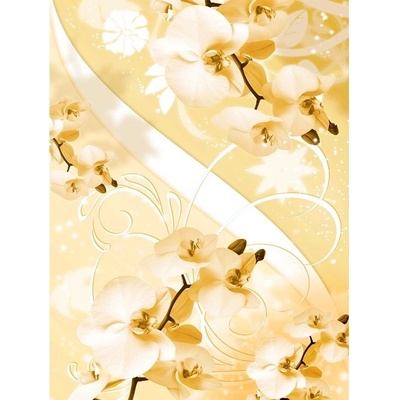 Preinterier Fototapeta panel - PL0149 - Orchidea na zlatom pozadí vlies - 206cm x 275cm