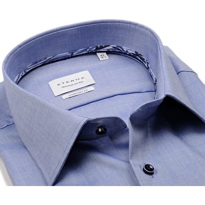 Eterna Comfort Fit Oxford košile s jemnou strukturou krátký rukáv středně modrá