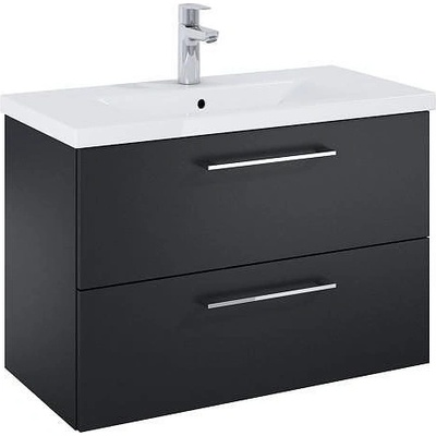 Roca Шкаф Unik Roma Plus Compact, 815 x 395 с 2 чекмеджета и умивалник, черен мат (A852474532)