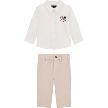 Guess Бяла риза и бежов панталон за бебе момче Guess