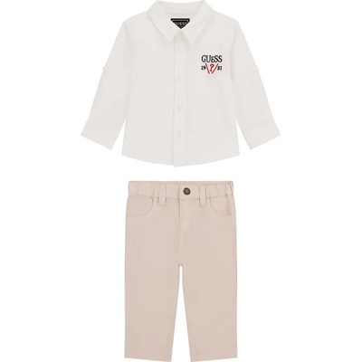 Guess Бяла риза и бежов панталон за бебе момче Guess