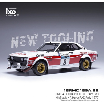 IXO Toyota Celica 2000 GT RA21 RAC Rally 1977 8 Mikkola Hertz 1:18
