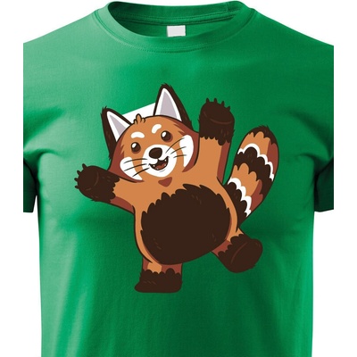 dětské triko červená panda zelená