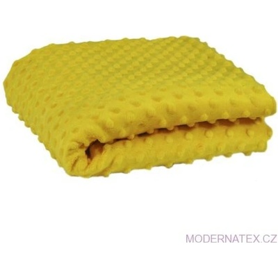 Látka minky puntík, 380 g/m², šíře 160 cm, metráž, horčicová