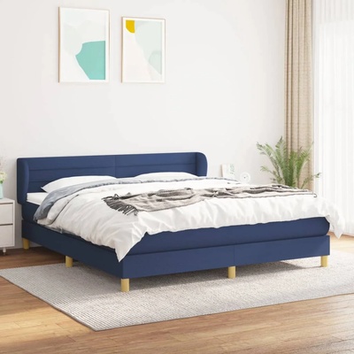 vidaXL Боксспринг легло с матрак, синьо, 160x200 см, плат (3126899)