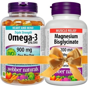 Webber Naturals Промопакет WN-1 Омега-3 Triple Strength тройна концентрация х 80 софтгел капсули + подарък Магнезий бисглицинат | Webber Naturals (66921 WN)