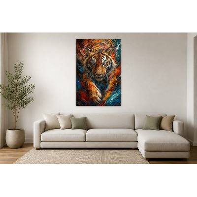 Obraz na plátně – Tygr v dynamických barevných tazích 90 × 135 cm