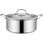 Swiss Haus Тенджера с капак Swiss Haus SH-ZGC24, 24x10.5 см, 4.3 л, Sapphire-керамично покритие, Фурна до 260C, Индукция, Сребрист (SH-ZGC24)