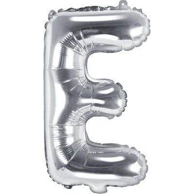 PartyDeco Балон от фолио Mini - Буква Е 35см сребърен