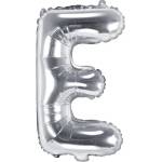 PartyDeco Балон от фолио Mini - Буква Е 35см сребърен