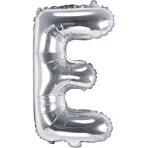 PartyDeco Балон от фолио Mini - Буква Е 35см сребърен