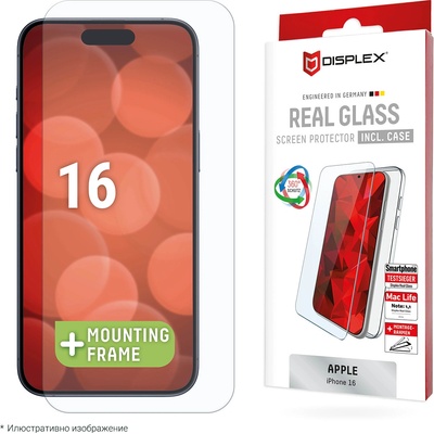 Displex Стъклен протектор за екран Displex Real Glass (2D) + Защитен калъф за iPhone 16 (24894)