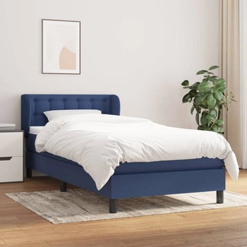 vidaXL Боксспринг легло с матрак, синя, 90x200 см, плат (3126539)
