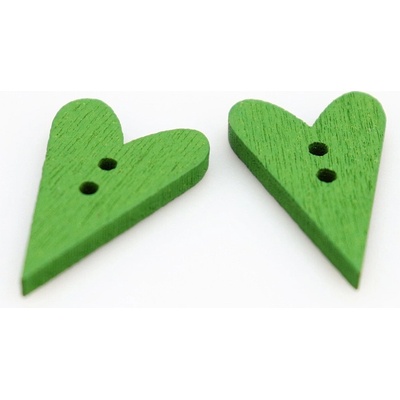 Pro Háčkování Knoflík srdce, dřevěný 25x15 mm zelený